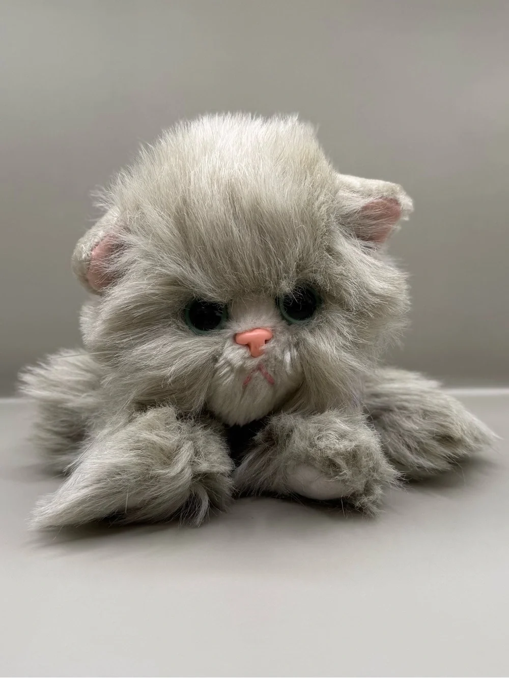 Vtg Tyco Kitty Kitty Kittens Gray Persian Stuffed Animal Plush Purring Cat